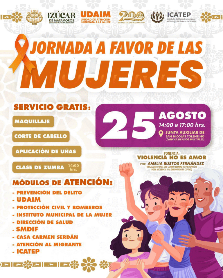 Izúcar de Matamoros invita a la “Jornada a favor de las Mujeres” en San Nicolás Tolentino