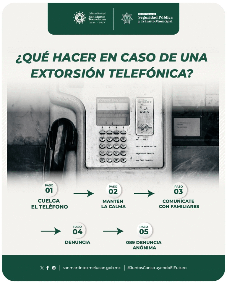 San Martín Texmelucan exhorta a la ciudadanía a denunciar la extorsión telefónica