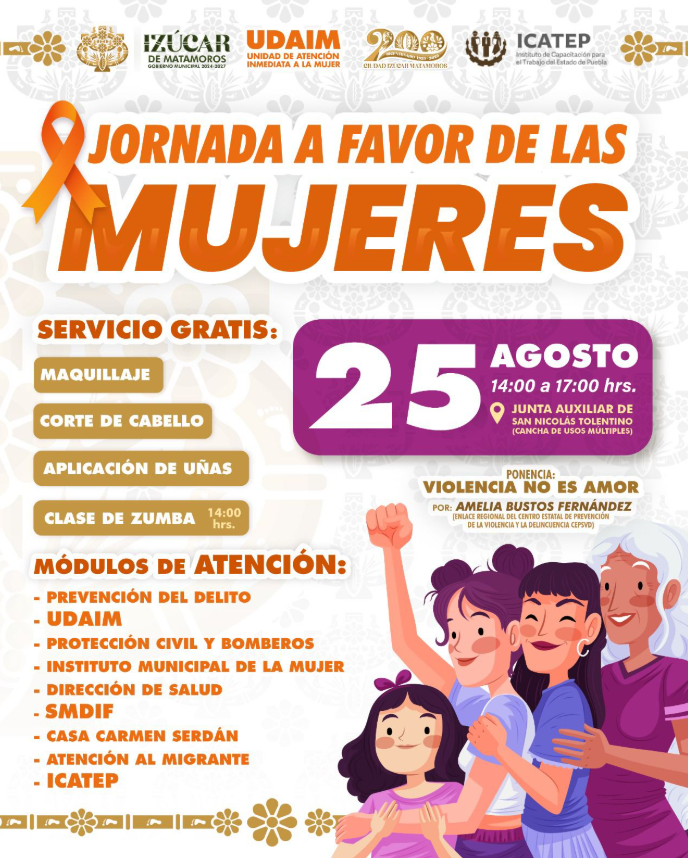 Izúcar de Matamoros realiza Jornada a Favor de las Mujeres en el marco del Día Naranja