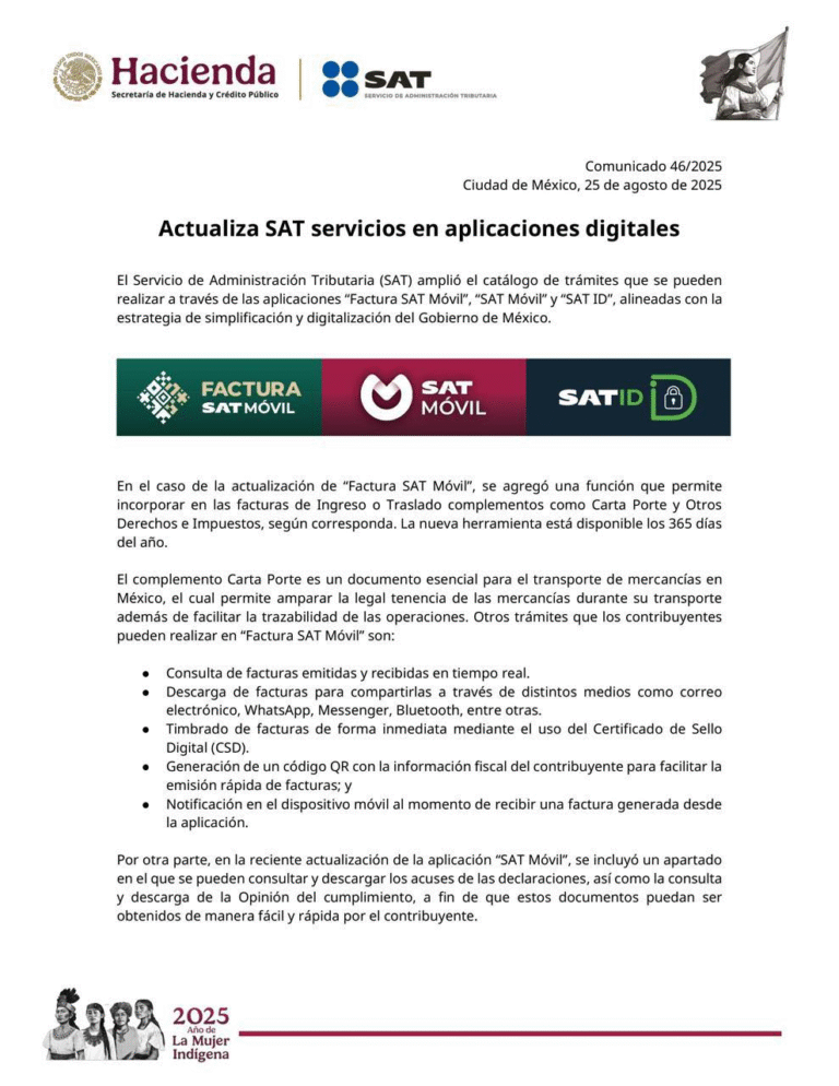 SAT amplía servicios digitales para facilitar trámites fiscales a contribuyentes