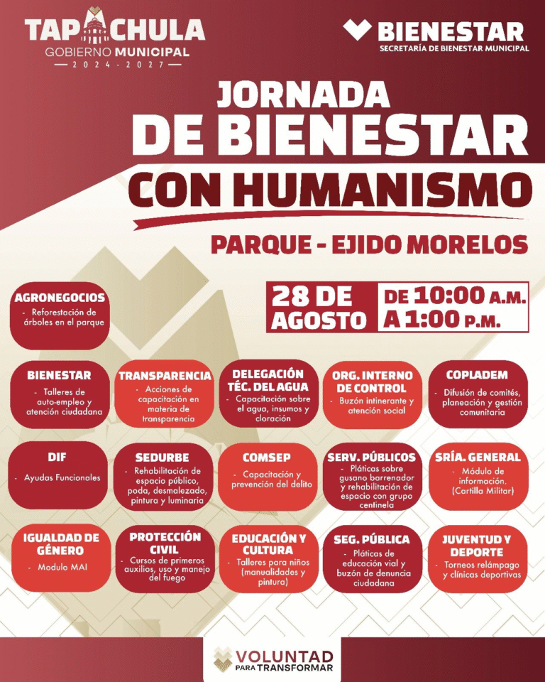 Tapachula impulsa Jornada de Bienestar con Humanismo en el Ejido Morelos