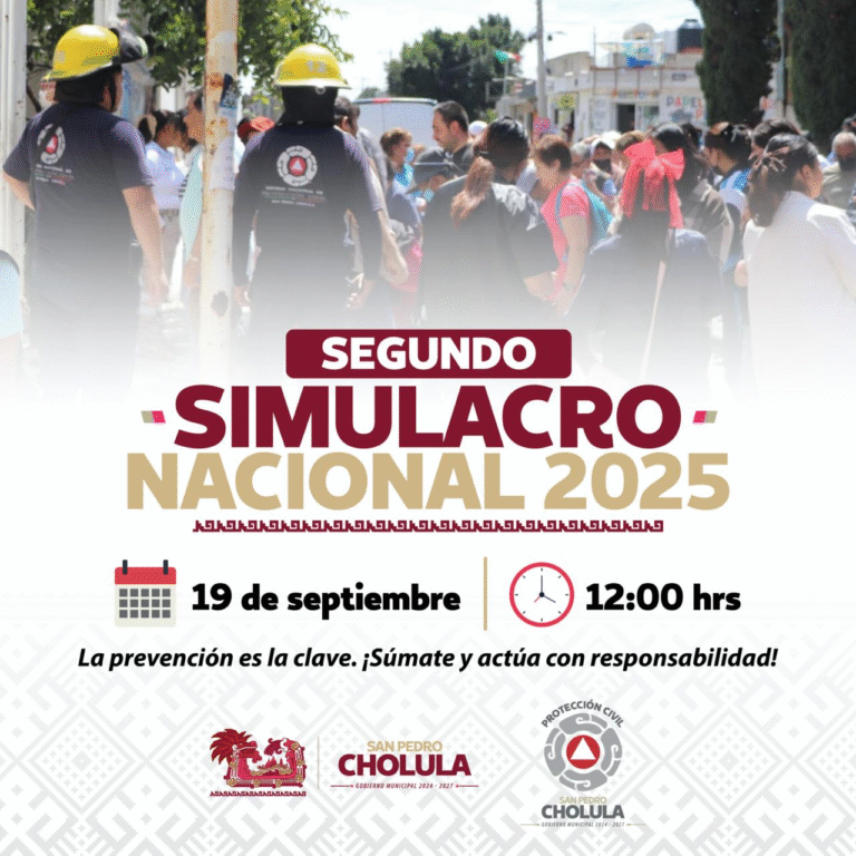 Gobierno de San Pedro Cholula invita a participar en el Segundo Simulacro Nacional