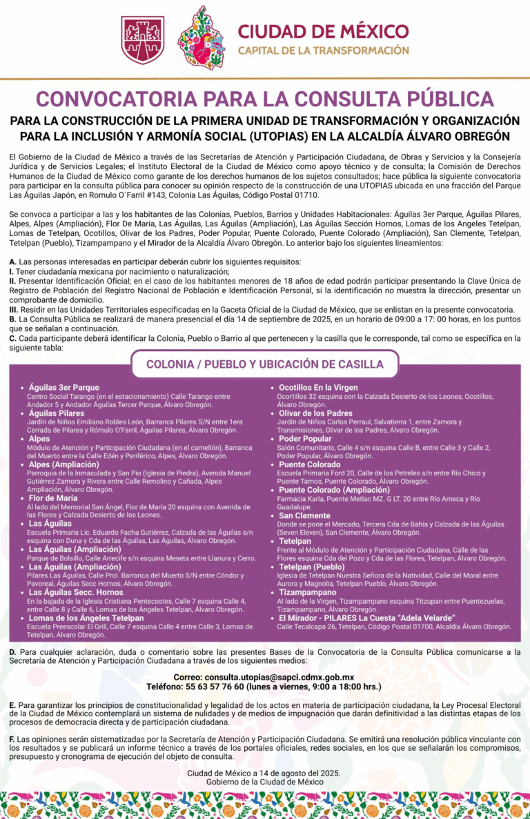 Invita Álvaro Obregón a participar en la Consulta Pública sobre el Proyecto de UTOPÍAS