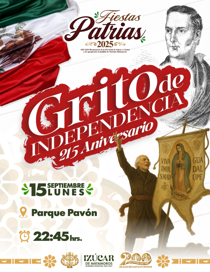 Izúcar conmemora el 215 Aniversario del Grito de Independencia