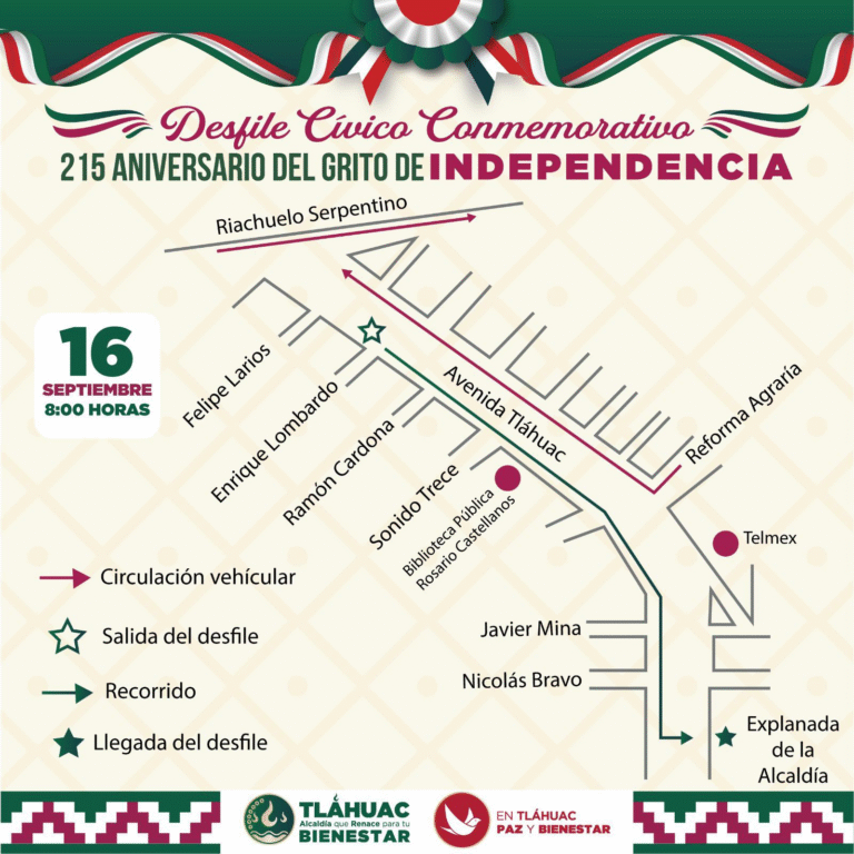 Tláhuac celebrará desfile cívico por el 215 Aniversario del Grito de Independencia