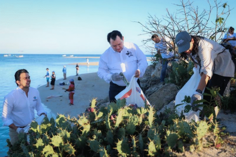 Gobernador Díaz Mena encabeza limpieza simultánea de playas en Yucatán