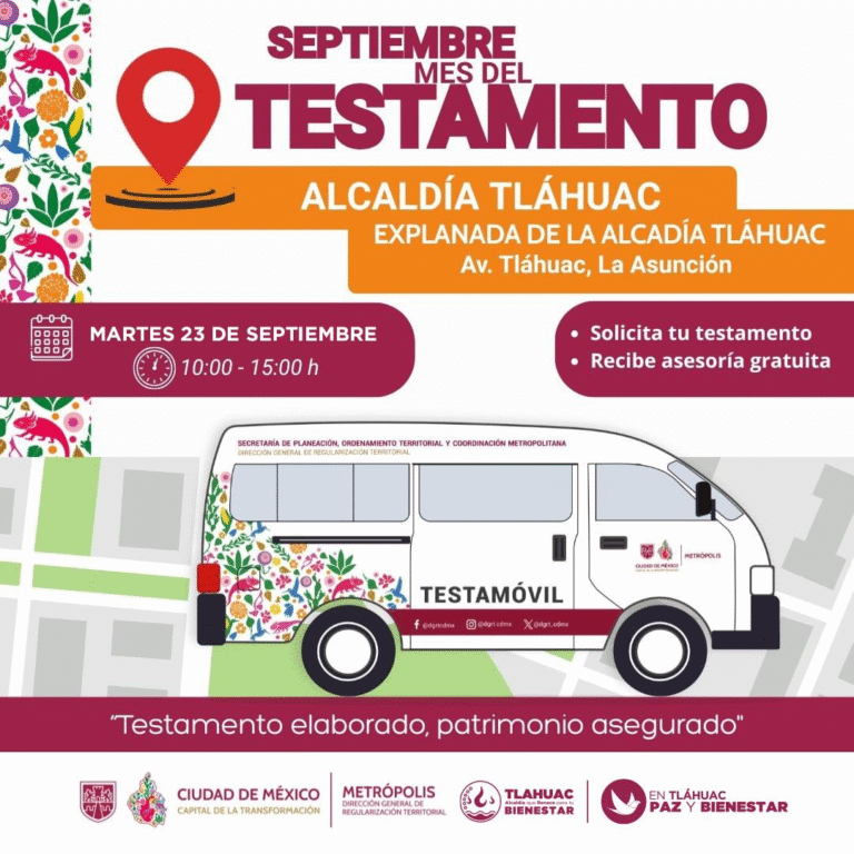 Testamóvil llegará a Tláhuac con asesoría gratuita en el Mes del Testamento