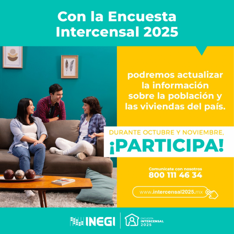 Arranca Encuesta Intercensal 2025: INEGI visitará hogares durante octubre y noviembre