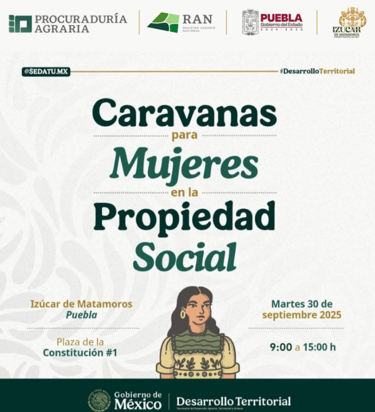 Izúcar de Matamoros será sede de la Caravana para Mujeres en la Propiedad Social