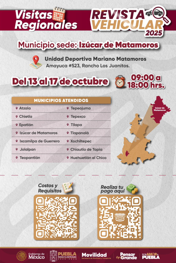 Gobierno de Izúcar de Matamoros invita a transportistas a realizar la Revista Vehicular 2025