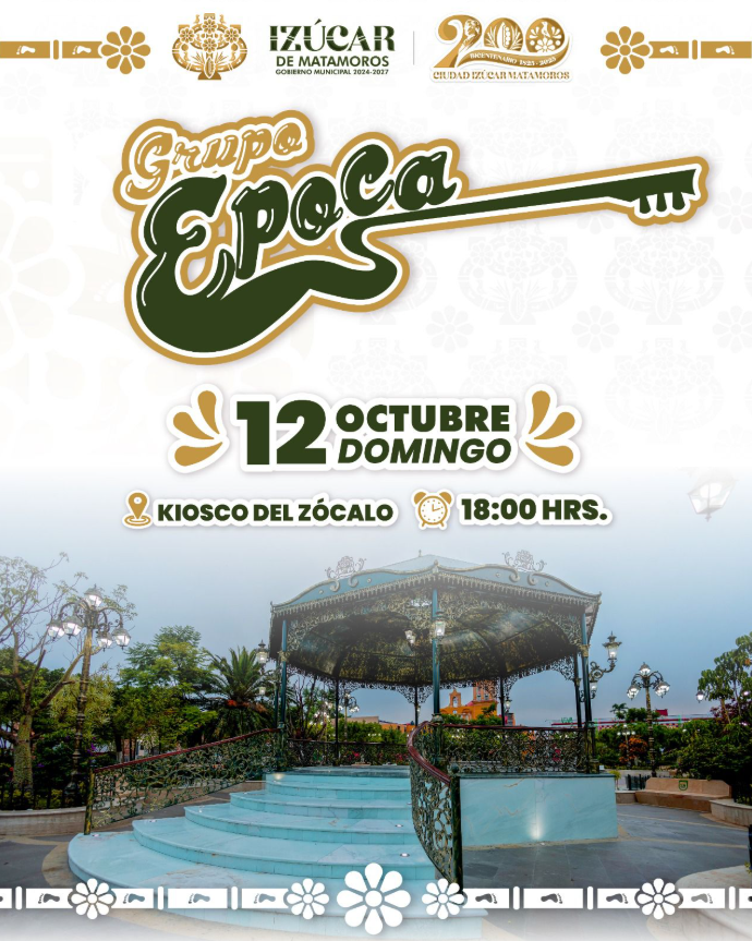 Izúcar de Matamoros celebra un domingo musical con la presentación del Grupo Época