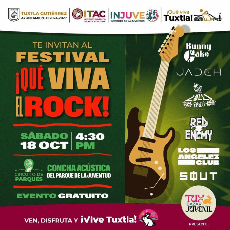 Tuxtla celebra la juventud con el Festival “¡Qué Viva el Rock!” en el Parque de la Juventud