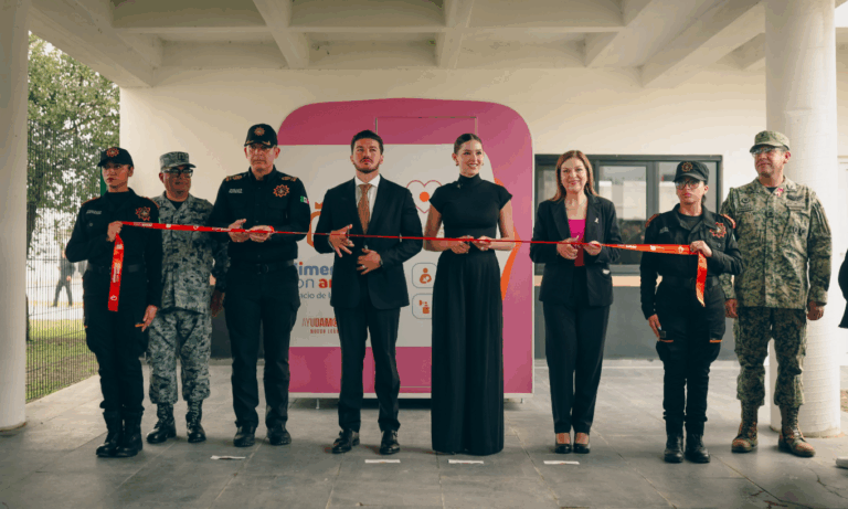 Mariana Rodríguez inaugura lactario 117 en Campo Policial de Fuerza Civil en Nuevo León