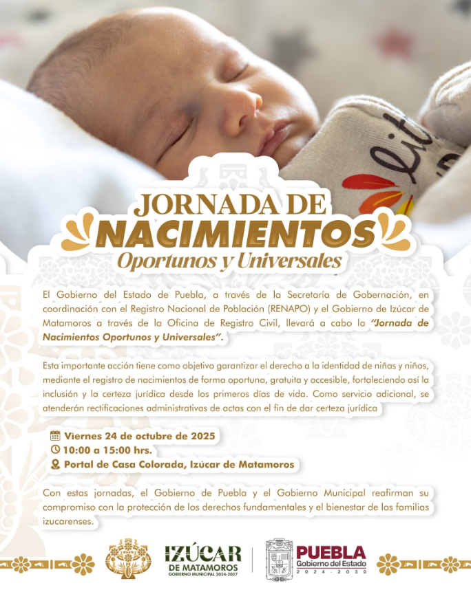 Invitan en Izúcar de Matamoros a la Jornada de Nacimientos Oportunos y Universales