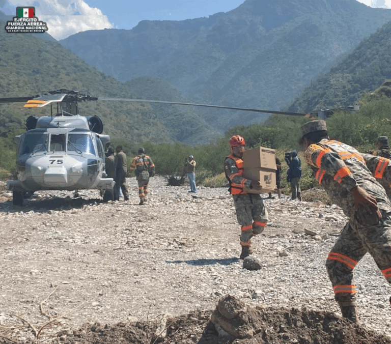 SEDENA y Guardia Nacional refuerzan apoyo humanitario en Metztitlán tras inundaciones