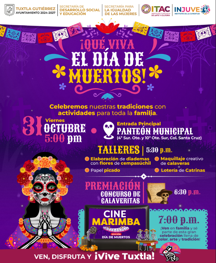 Tuxtla celebrará con alegría y tradición el Día de Muertos