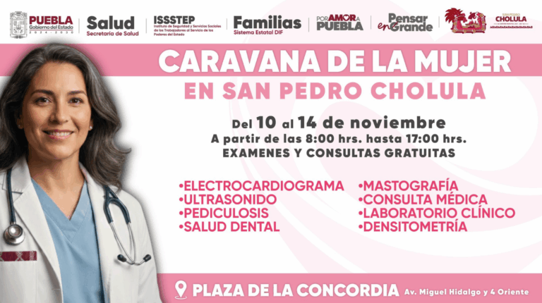 Llega a San Pedro Cholula la Caravana de la Mujer con servicios médicos gratuitos