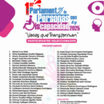 Anuncian a seleccionados del 1er. Parlamento de Personas con Discapacidad “Voces que Transforman”