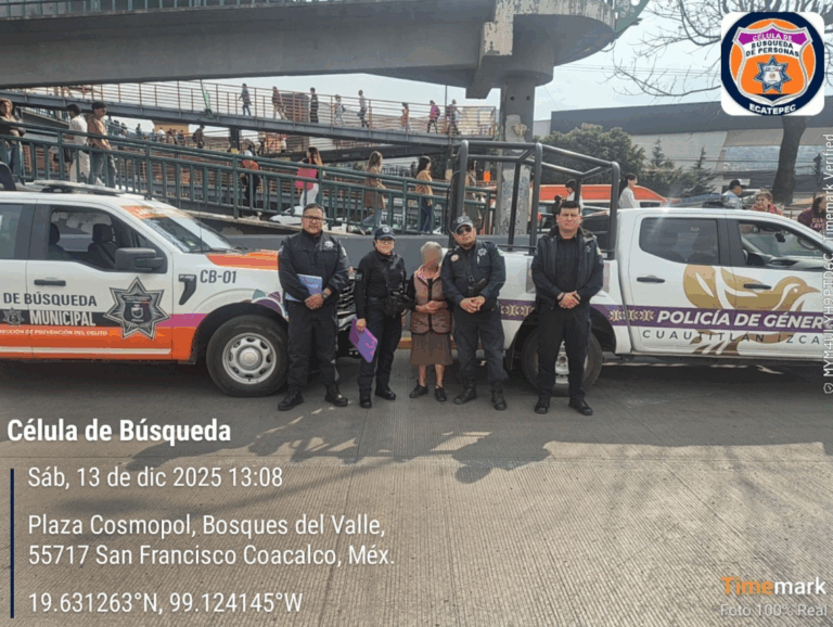 Gobierno de Izcalli localiza y reintegra a su familia a una adulta mayor extraviada