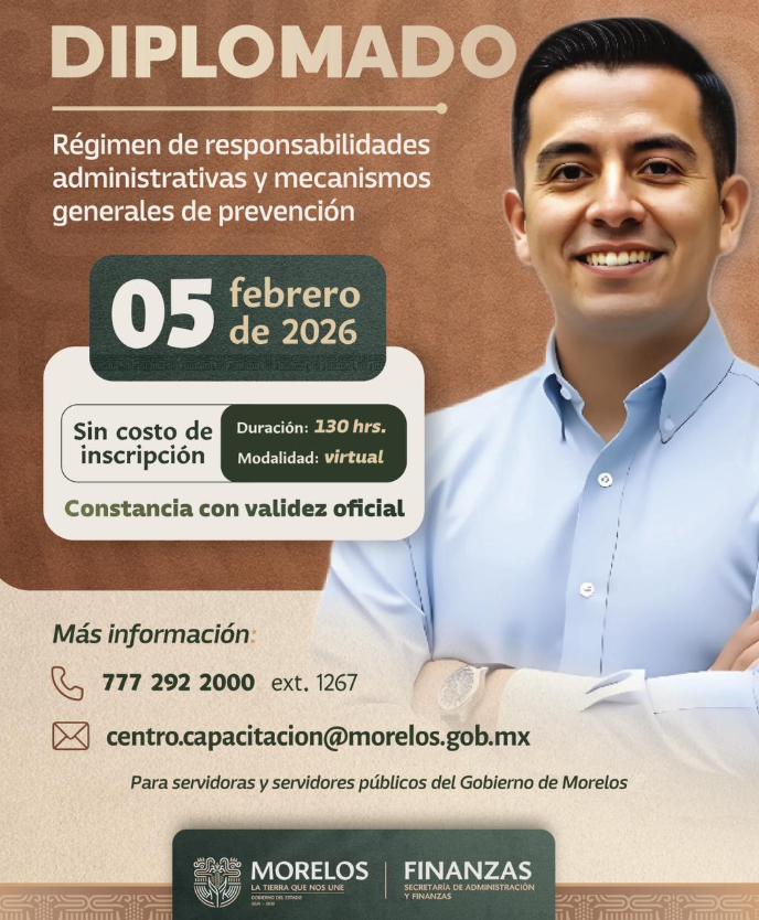 Gobierno de Morelos lanza diplomado gratuito para fortalecer competencias de servidores públicos