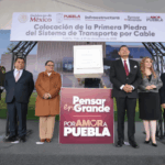 Rosa Icela Rodríguez acompaña a Alejandro Armenta en colocación de la primera piedra del Cablebús en Puebla