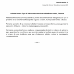 Pemex atiende fuga de hidrocarburo en ducto de Centla, Tabasco