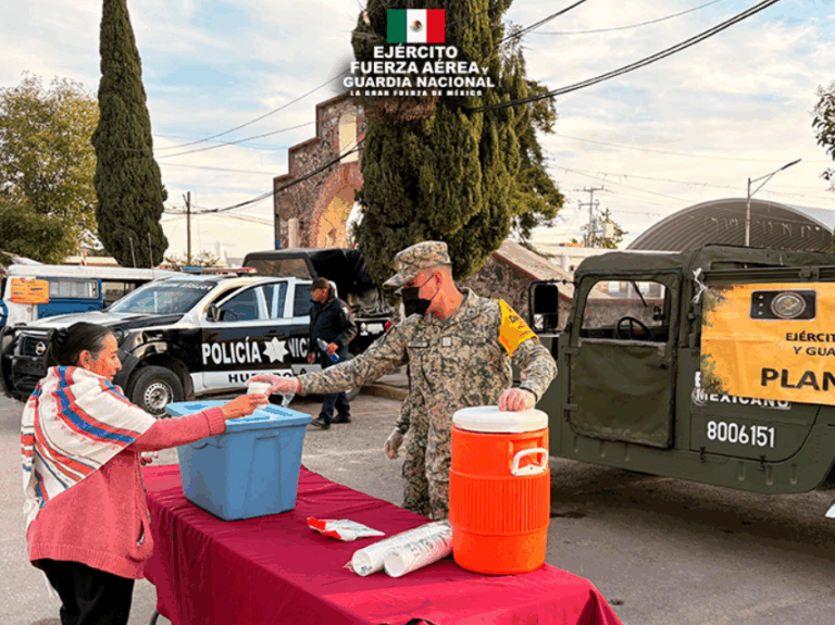 Ejército Mexicano brinda apoyo humanitario en Hueypoxtla ante bajas temperaturas