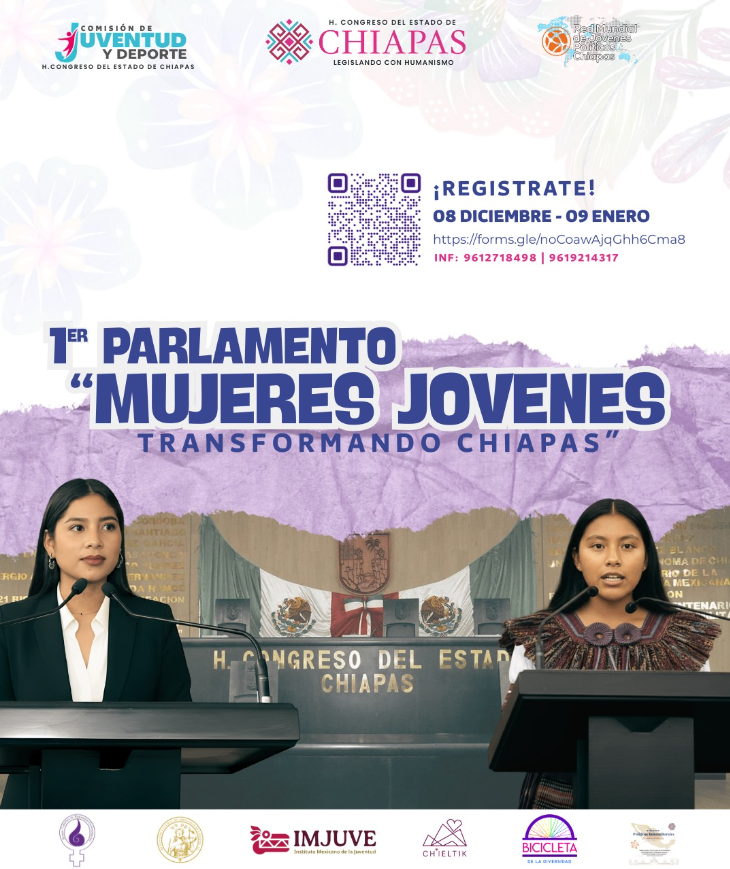 Invita Congreso de Chiapas al 1er. Parlamento “Mujeres Jóvenes Transformando Chiapas”