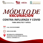 Instala Gobierno de Cholula módulo de vacunación contra influenza y COVID-19
