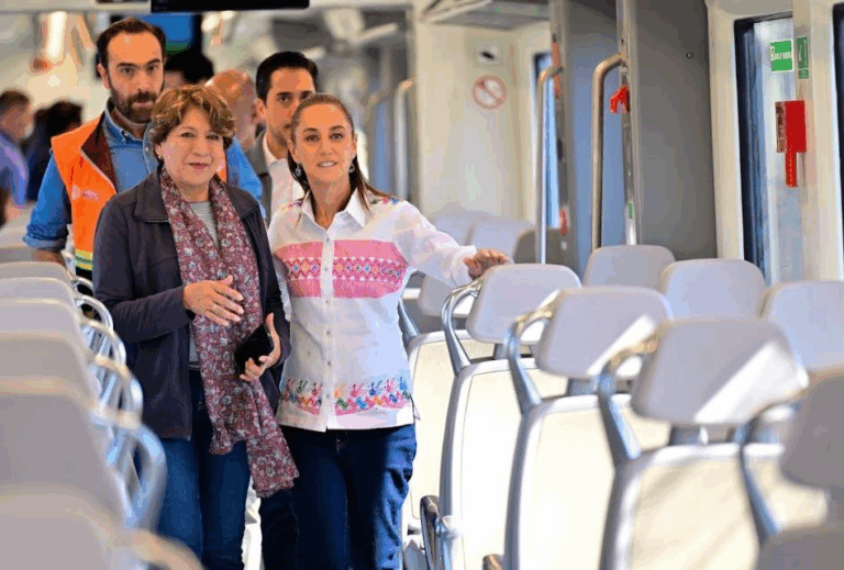 Claudia Sheinbaum y Delfina Gómez recorren el Tren Suburbano al AIFA, que beneficiará a más de 82 mil usuarios diarios