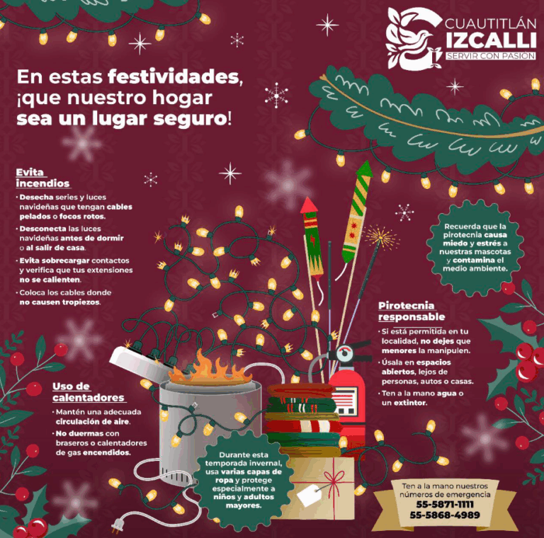 Gobierno de Cuautitlán Izcalli emite recomendaciones para prevenir incendios en temporada decembrina