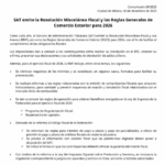 SAT emite Resolución Miscelánea Fiscal y Reglas de Comercio Exterior para 2026