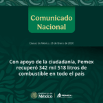 Con apoyo ciudadano, Pemex recupera más de 340 mil litros de combustible e identifica 221 tomas clandestinas