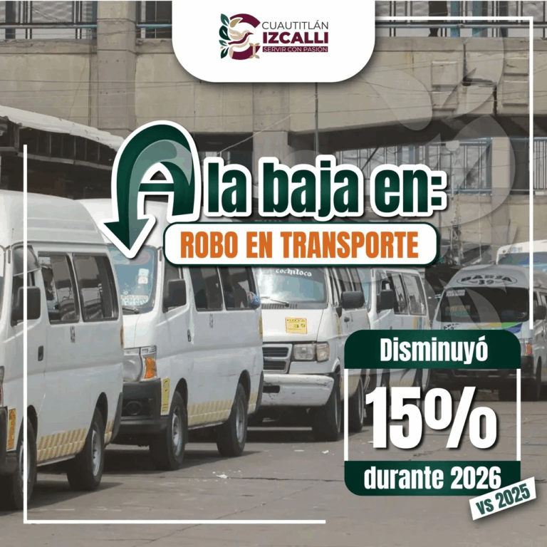 Cuautitlán Izcalli reporta disminución del 15% en robo en transporte público