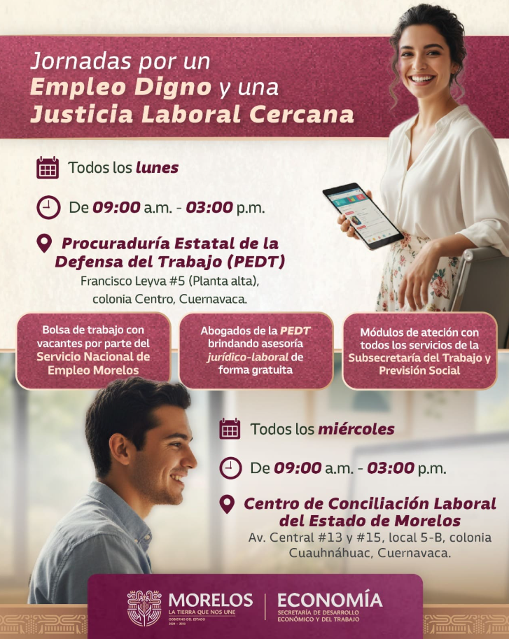 Morelos impulsa estrategia para empleo digno y justicia laboral cercana