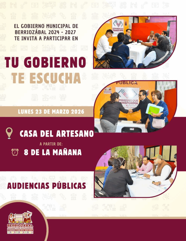 Invita Ayuntamiento de Berriozábal a audiencia pública para atención ciudadana