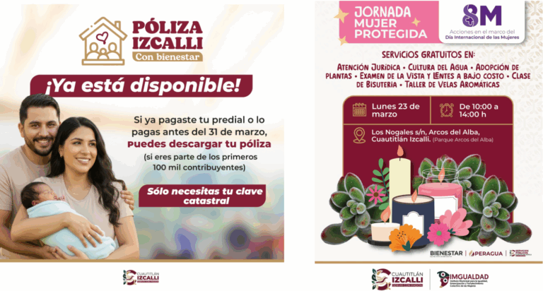 Invitan en Cuautitlán Izcalli a Jornada Mujer Protegida con servicios gratuitos
