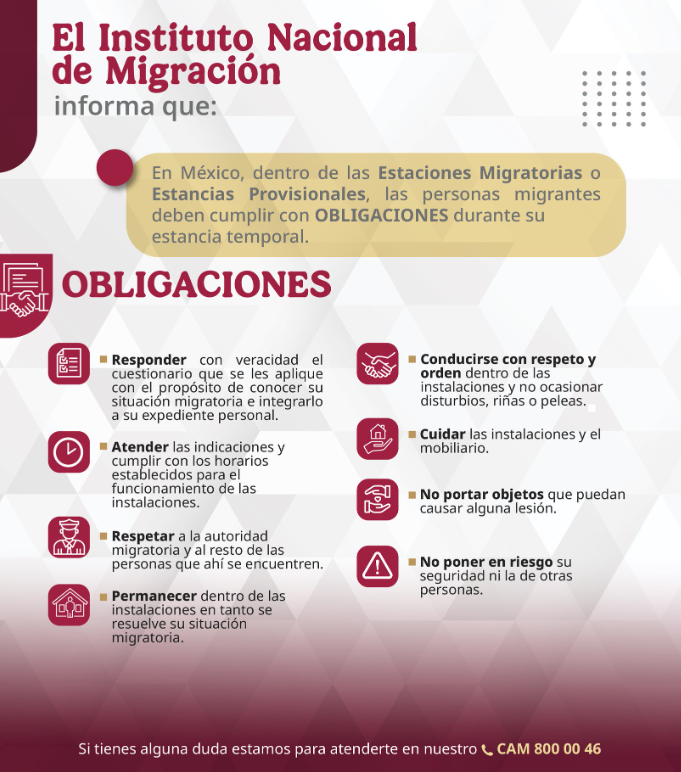 INM informa sobre derechos y obligaciones de personas migrantes en estaciones y estancias provisionales