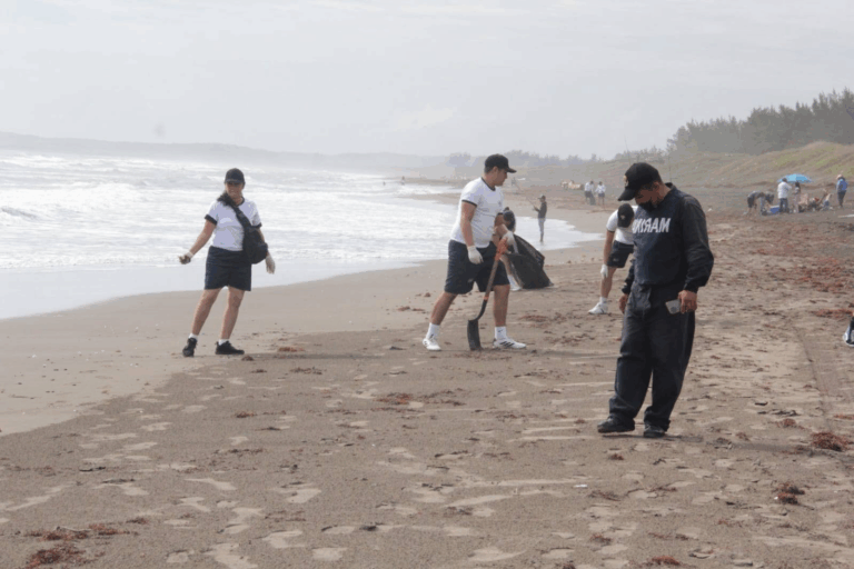 Gobierno de Veracruz realiza limpieza de hidrocarburo en playas de Chalchihuecan