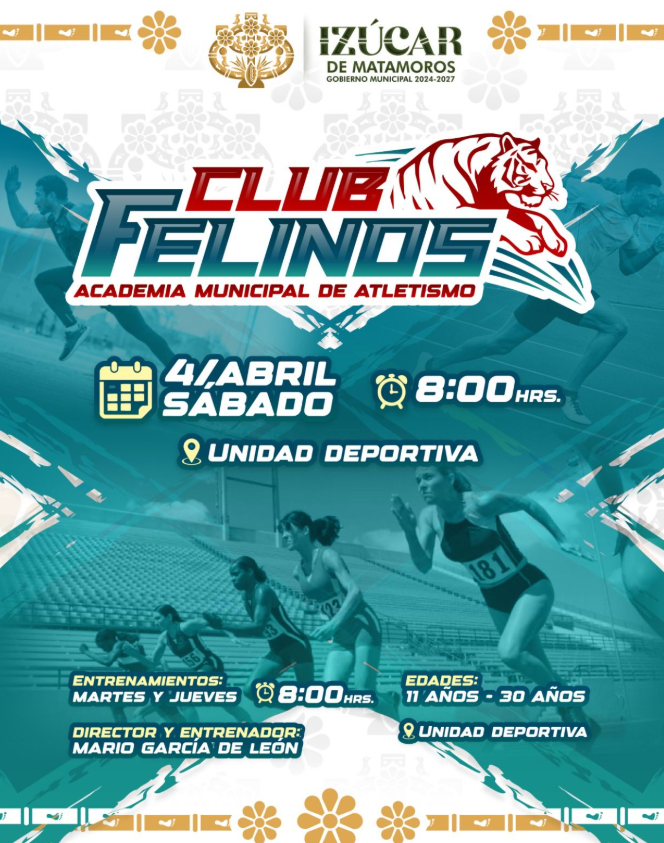 Izúcar de Matamoros invita a integrarse a la Academia Municipal de Atletismo “Club Felinos”