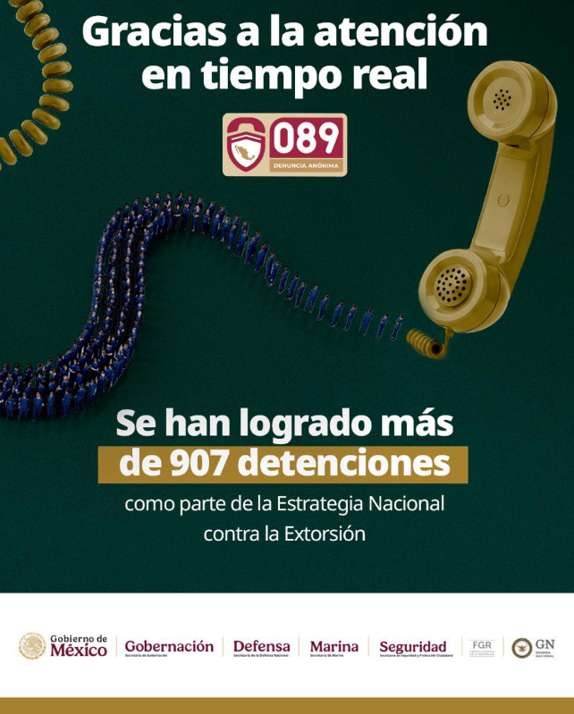 Llamadas al 089 fortalecen combate a la extorsión en México: Omar García Harfuch