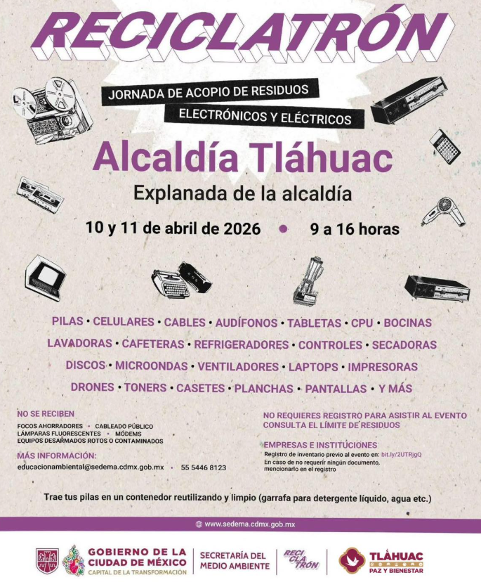Tláhuac impulsa jornada de acopio de residuos electrónicos y eléctricos para un manejo responsable