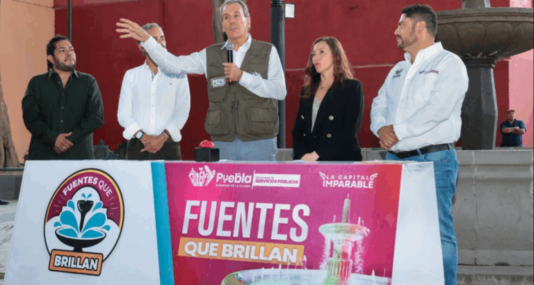Puebla recupera espacios públicos: 15 fuentes rehabilitadas en arranque de “Fuentes que Brillan”