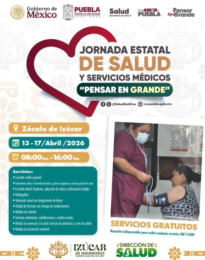 Izúcar de Matamoros acerca servicios médicos gratuitos con jornada estatal de salud
