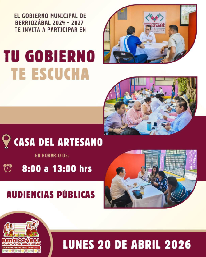Convoca Ayuntamiento de Berriozábal a audiencia pública para atender directamente a la ciudadanía