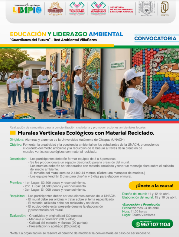 Convocan en Villaflores a crear murales ecológicos con material reciclado