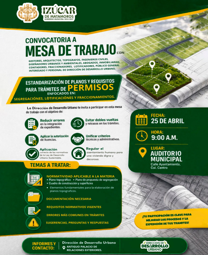 Convocan en Izúcar a mesa de trabajo para agilizar trámites urbanos