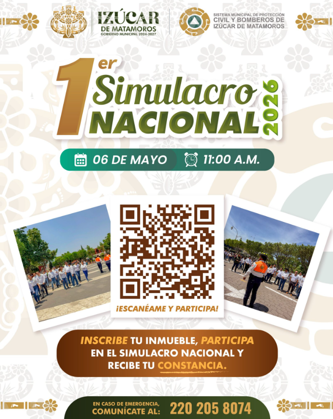 Izúcar de Matamoros convoca a participar en el Primer Simulacro Nacional 2026
