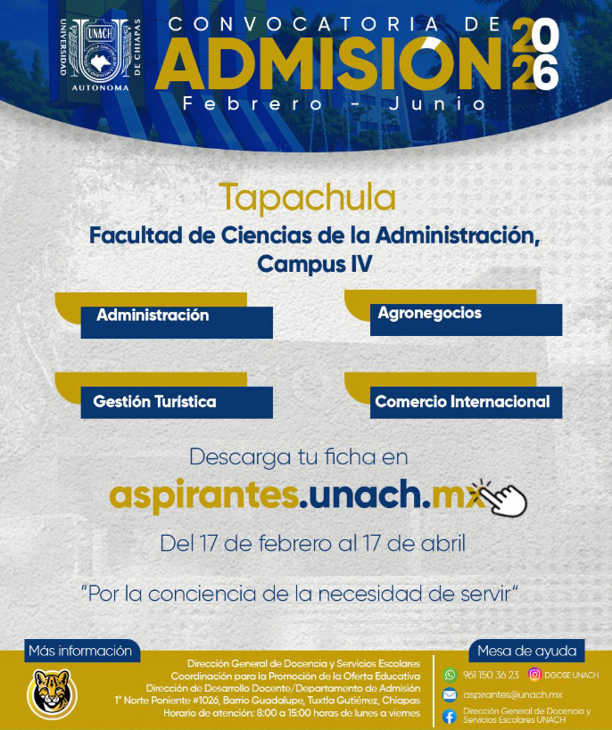 UNACH abre convocatoria de admisión y presenta su oferta académica 2026