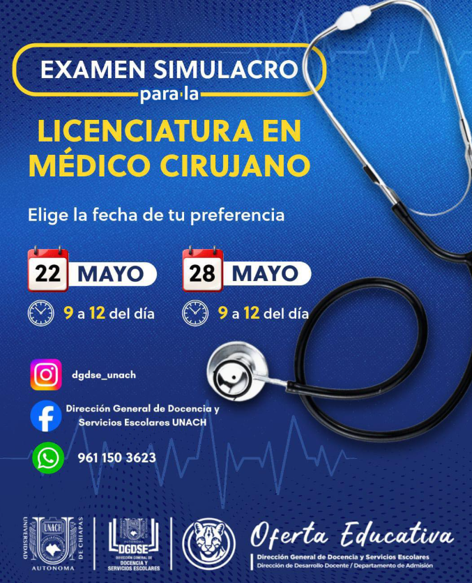 UNACH anuncia fechas para examen simulacro de Médico Cirujano